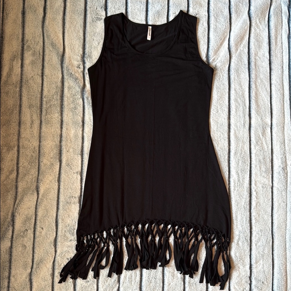 Black Fringe Mini Dress